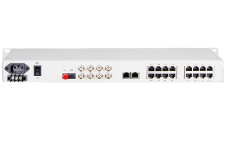 Fiber-16Voice + 4E1 + 4GE + 4RS232 Multiplexer