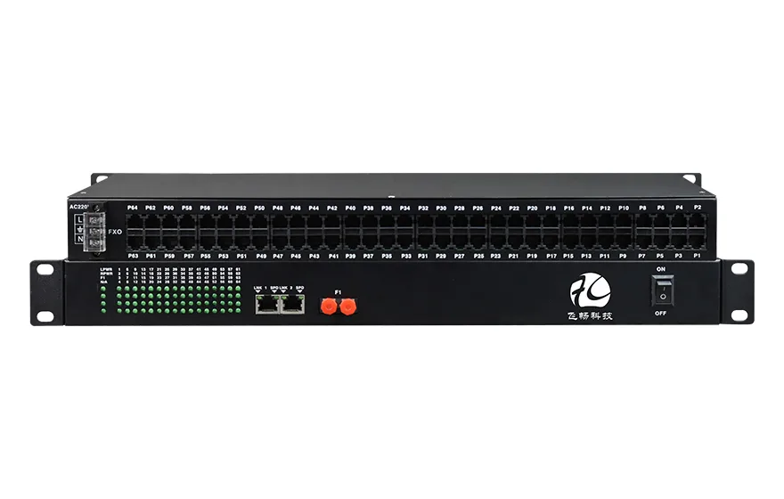 飞畅科技-64路电话（RJ11）+2路千兆以太网 电话光端机