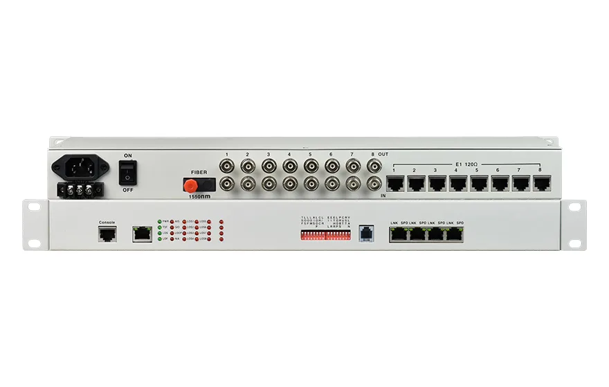 飞畅科技-8E1+4xFE 双阻抗 1+1光备份 PDH光端机