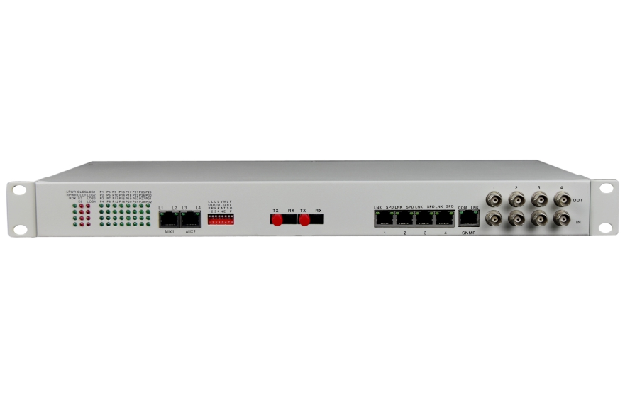 Fiber-60Voice + 4E1 + 4GE + 4RS232 Multiplexer（19-inch 1U）