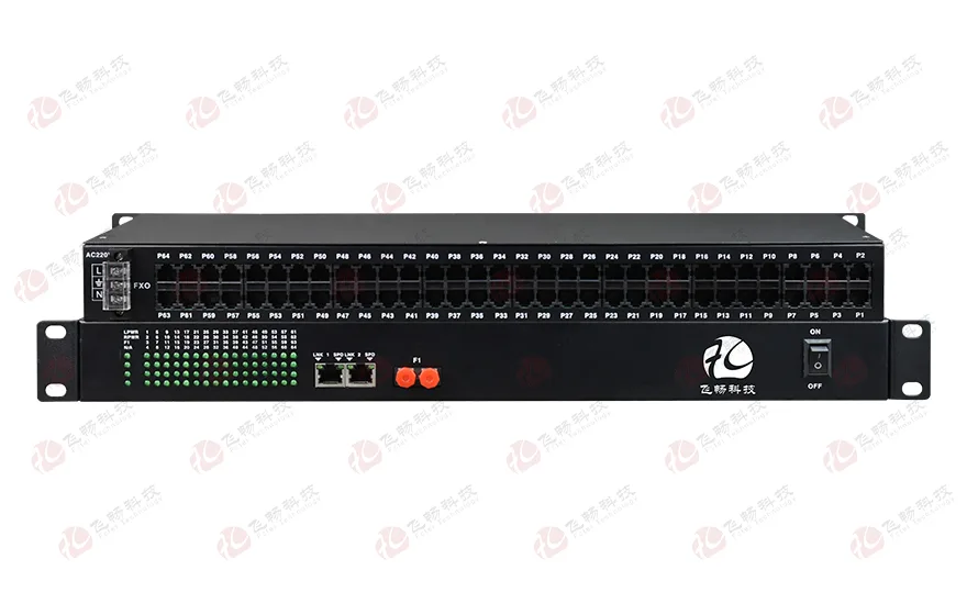 飞畅科技-64路电话（RJ11）+2路千兆以太网 电话光端机