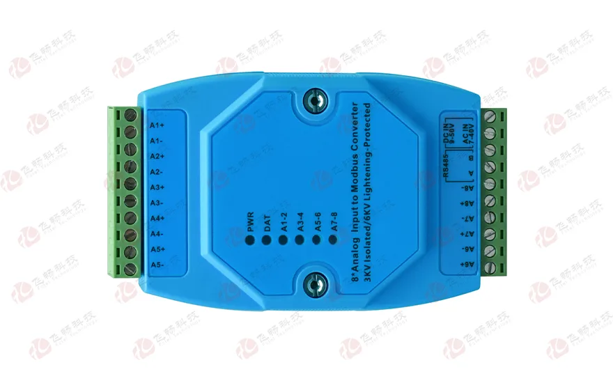飞畅科技-工业级 轨式8路模拟量输入 ModBus RTU 采集器